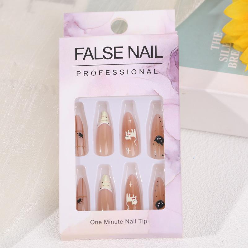 2026 Korean Style Cat Manicure: Medium-Long Wearable Nail Tips, Handmade & Detachable