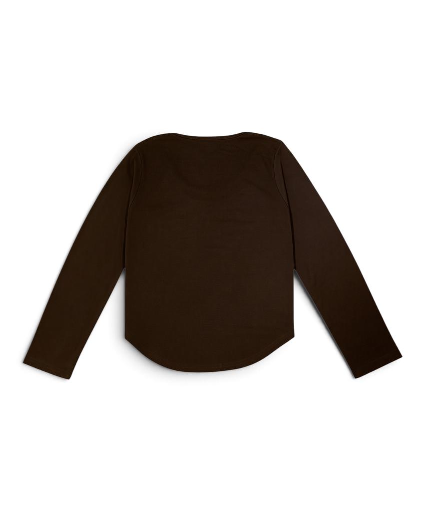 BORN SLIPPY Crystal Cross Layered Long Sleeve Tee (Brown)