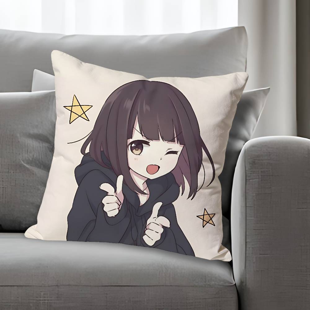 Cute MMenhera CChan Anime Celebrity Merchandise AllMatch Printed Pillow Case Sofa Car Office Room Decoration Protector