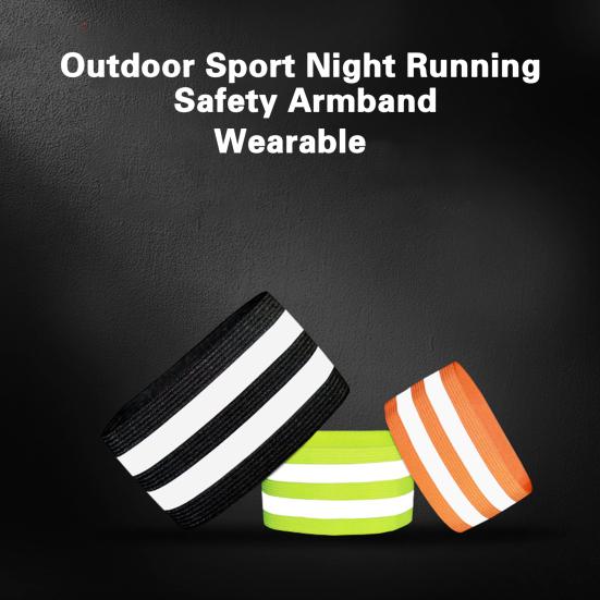1 Pair Cycling Wristbands Reflective Strips Portable Extra Wide Stretchable Hand Leg Strap