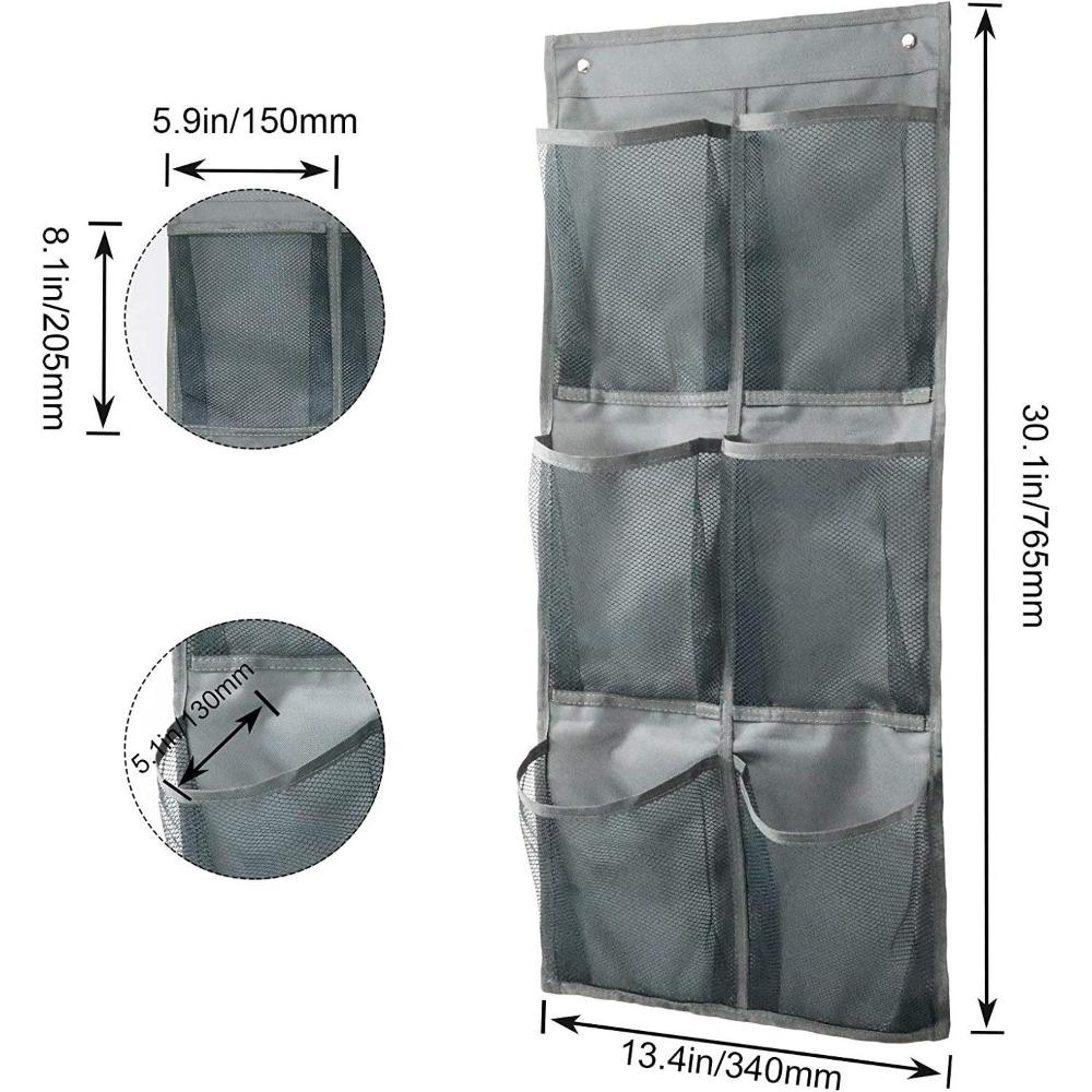 Wall-Mounted Storage Bag 6 Grids Clear Pockets Mesh Closet Shoe Holder Space Saving Non-woven Fabric