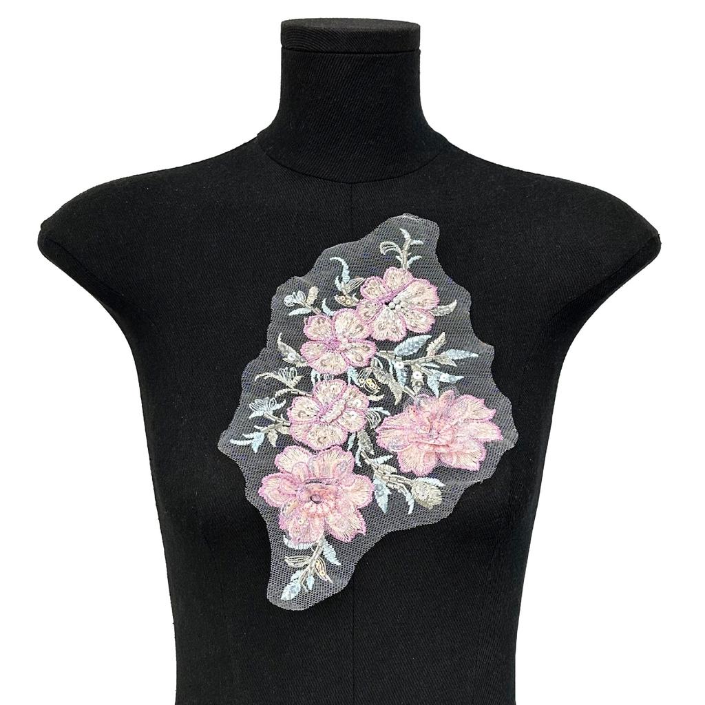 Contrast Color Mesh Bead Sequin Embroidery Cloth Sticker Cheongsam T-Shirt Diy Accessories Patch Sticker Clothes Cloth Sticker Accessories