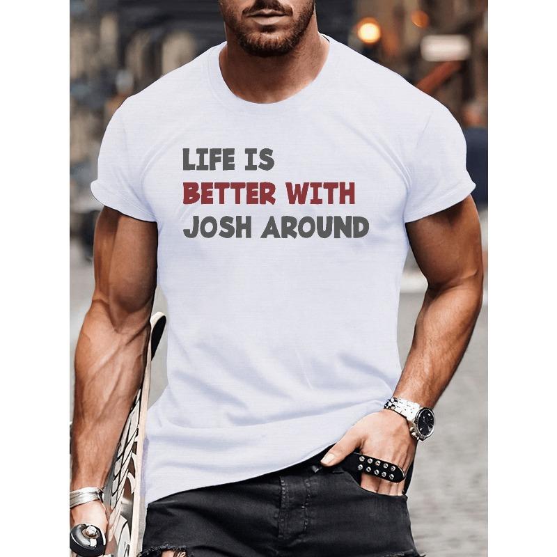 

Geometric Print T-Shirt for Men, Casual Short Sleeve Tee for Summer, Machine Washable, Print Tee Shirt S белый