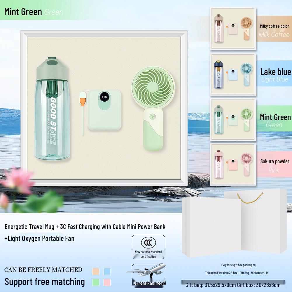 Summer Cool Fan & Umbrella Gift Set - Perfect Anniversary or Customer Appreciation Souvenir