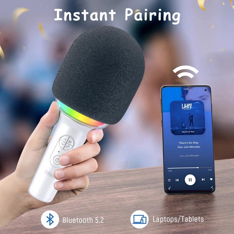 Karaoke Microphone Wireless Bluetooth-compatible Handheld Mic with Built-in Speaker,Portable Singing Microphone for Party