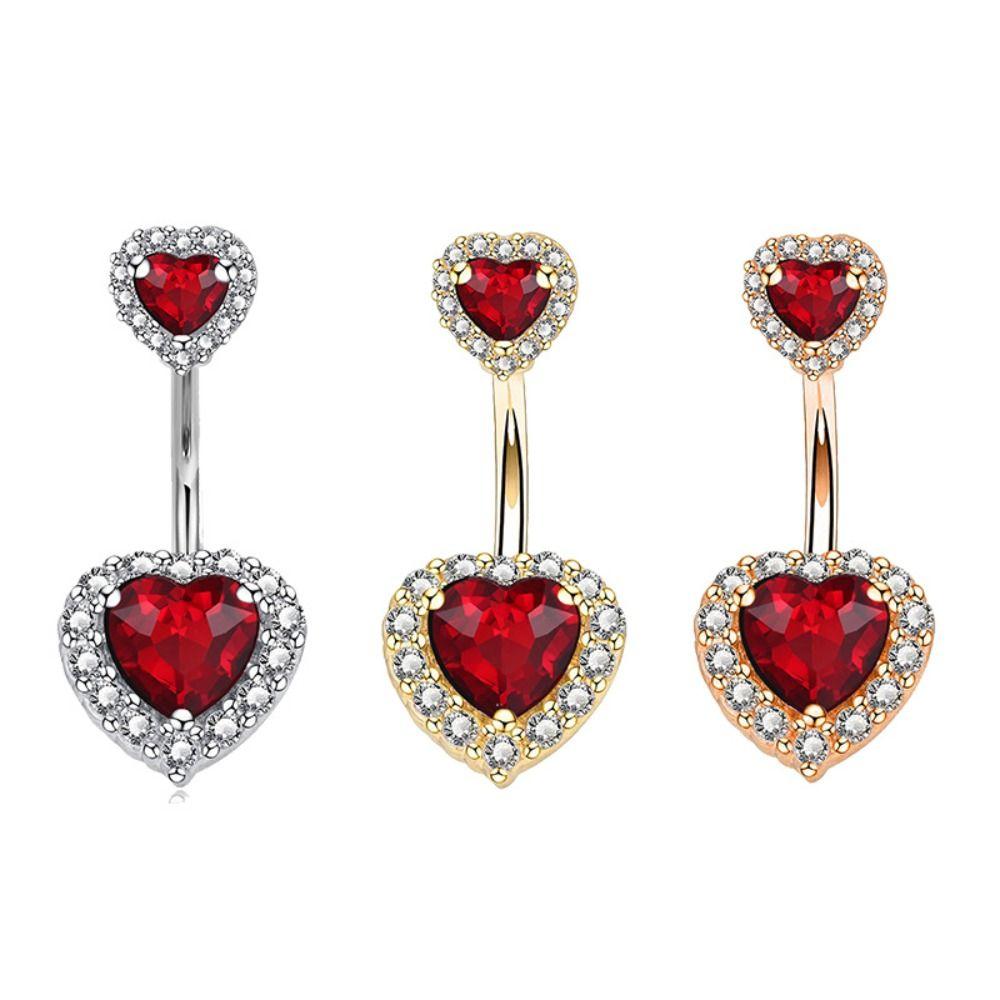 Liebe Zirkon Bauchnabelring Strass Körperpiercing Schmuck Doppelherz Bauchnabelring Mädchen