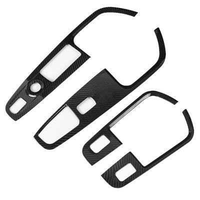 4Pcs Car Glass Lift Switch Frame Black Carbon Fiber Fit for Alfa Romeo Stelvio 17 20
