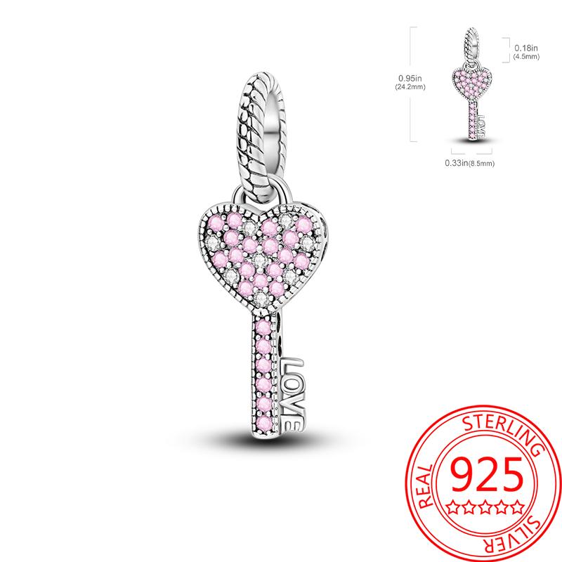 Creative 925 Silver Eiffel Tower Gold Heart Double Charm Fit DlY Bracelet Necklaces Women's Dating Jewelry Accessories