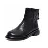 Martin boots women's autumn and winter new round head flat bottom short boots simple casual rear zipper leather boots cotton boots