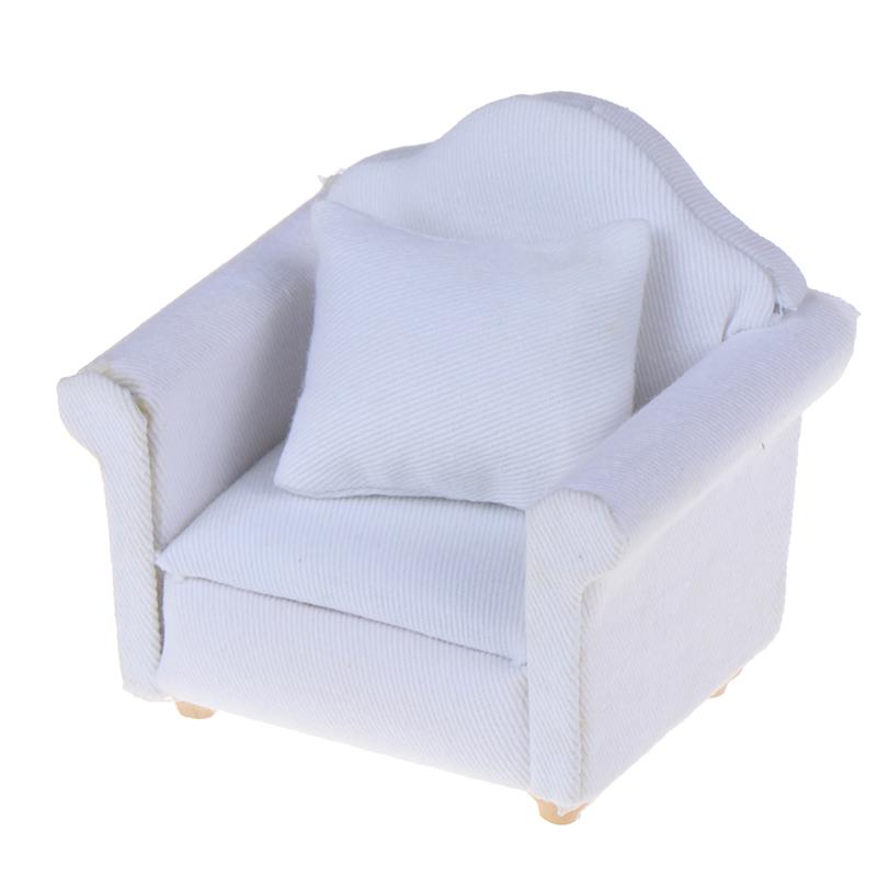 Mini Dollhouse Furniture Sofa with Pillow Set Simulation 1:12 Miniature Living Room Kids Pretend Play DIY Doll House Decor