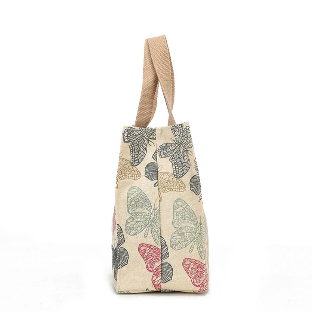 Printed Butterfly Lunch Bag For Women Girla Large Capacity Work Food Container Bags Portable Canvas Travel Picnic Lunch Bags