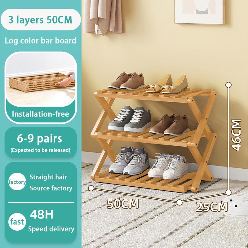 Folding Shoe Rack Multi-tier Shoe Rack for Entryway Balcony Potted Plant Shelves Simple Assembly Shoe Rack Make Of Bamboo