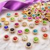300pcs Assorted Color Rhinestone Buttons Gold Tone Base Flower Rhinestones  For Jewelry Making