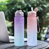Student Graduated Straw Cup Gradient Color Portable Sports Water Bottle with Simple Rope for Home Office High Aesthetic