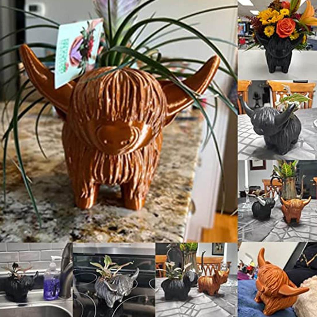 Creative - Cattle Flowerpot Statue Resin Handicraft Ornaments Home Garden Garden Study Ornaments