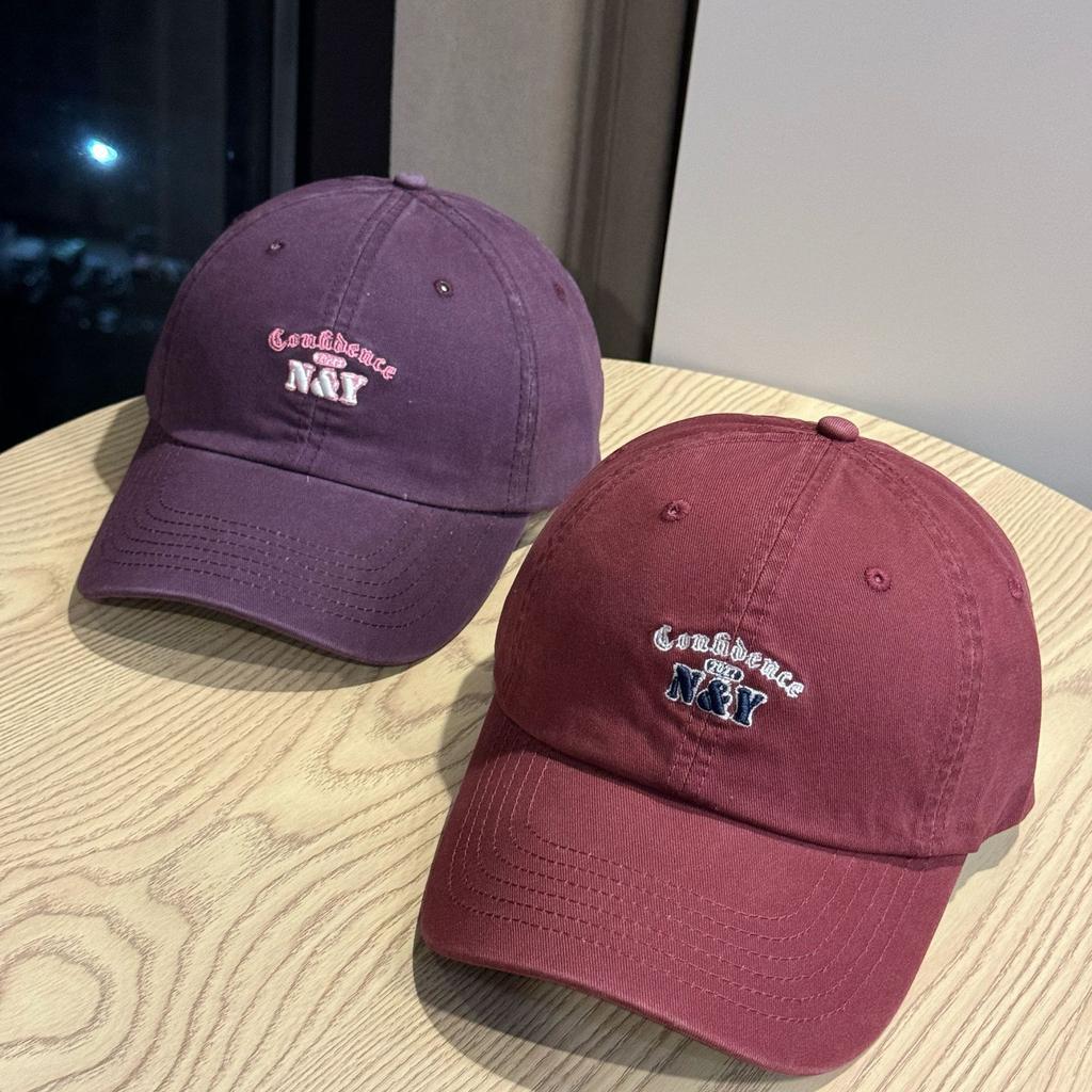 New style pure cotton washed soft-top baseball cap for women, spring and summer street fashion letter print, face-slimming curved brim cap for men