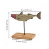 Wooden Fishes Ornament Handcrafted Figurine with Stand Carved Tabletop Sculpture for Home