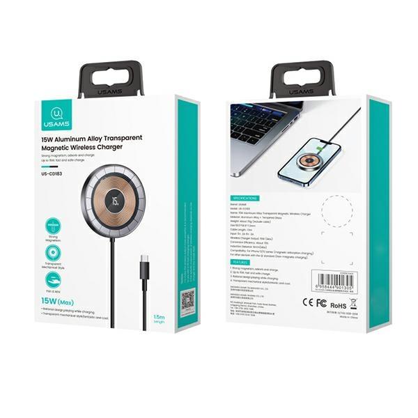 Usams Ład. Indukcyjna Us-Cd183 Magnetic15W Aluminium Czarny/Black Cd183Cdx01