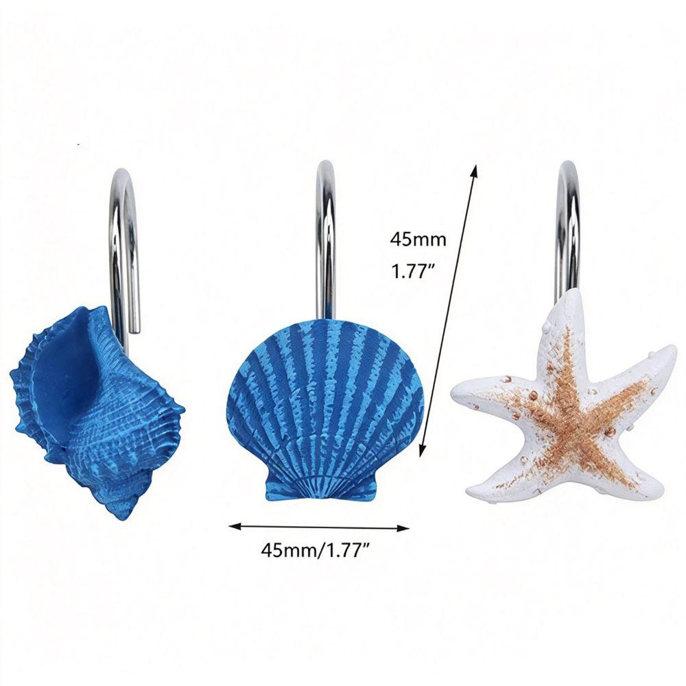 Starfish Design Shower Curtain Hooks Resin Material Starfish Shell Hooks For Living Room