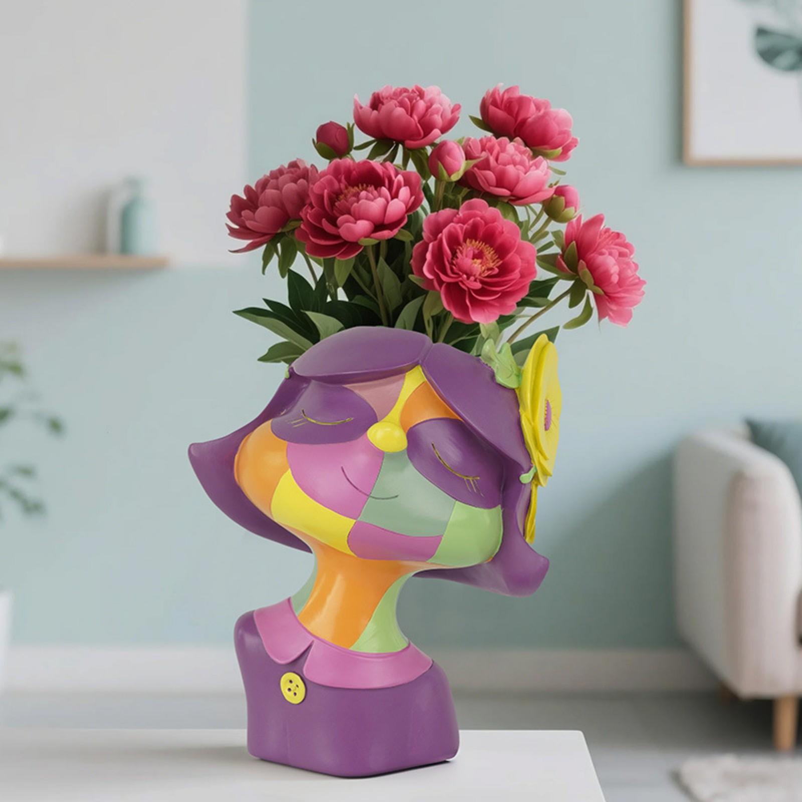 

Красочные полимерные статуэтки девочек-цветочниц, украшения для балкона, двора, дома, горшечные украшения, подарок, бонсай One Size