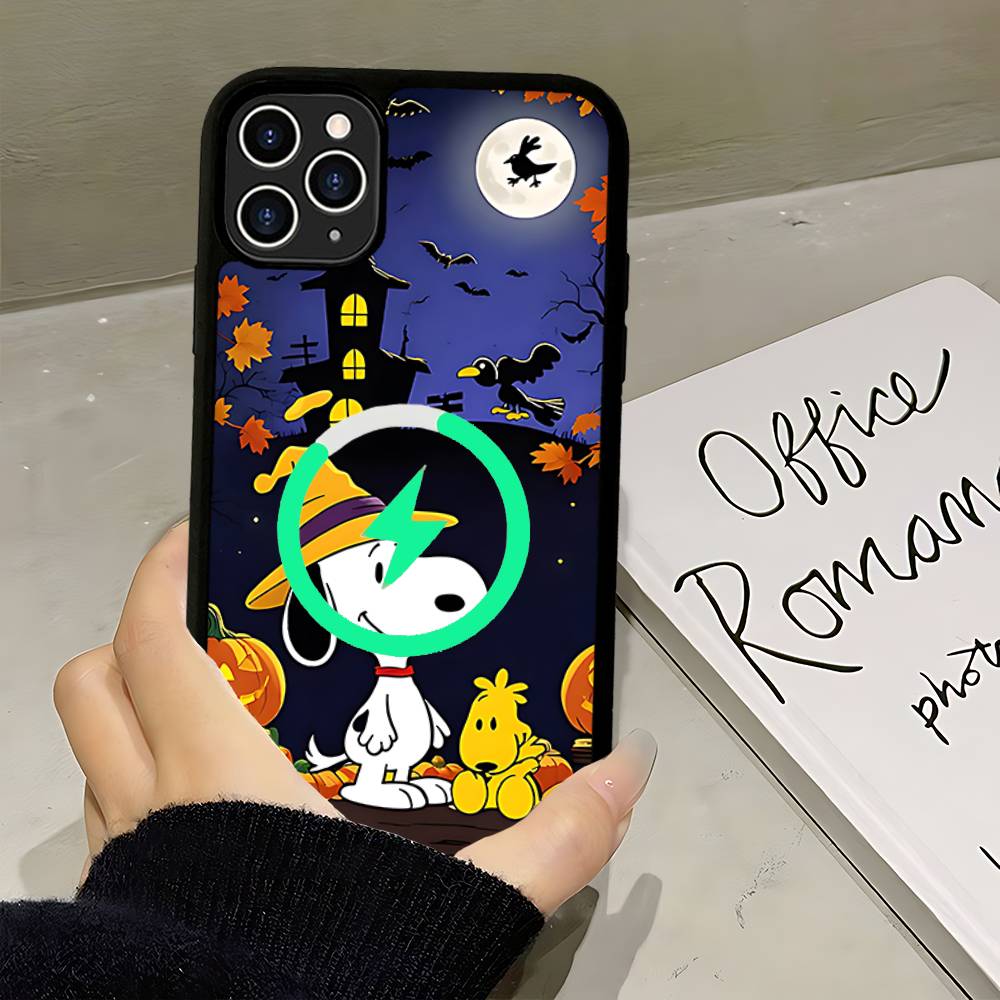 Cute Cartoon S-Snoopys For Magsafe Magnetic Phone Case Wireless PC+TPU For IPhone 11 12 13 14 15 16 17 Pro Max Plus