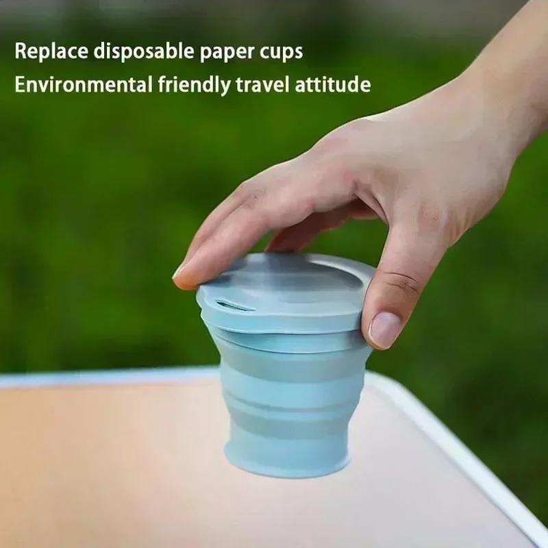 1-10PCS 180ML Silicone Collapsible Water Cup Outdoor Camping Travel Portable Foldable Lid Coffee Cup Sports Hiking Accessories