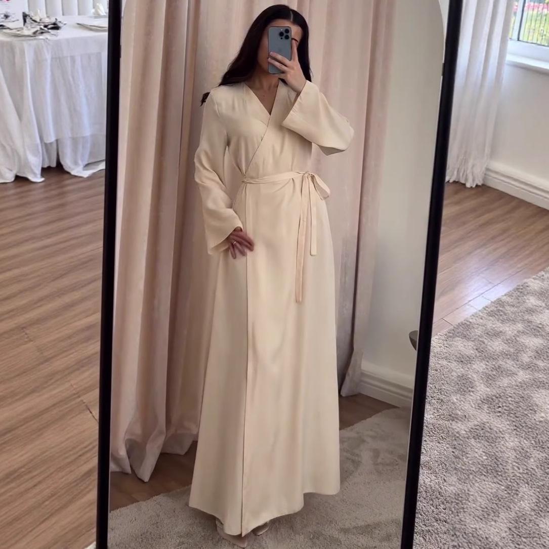 Europe, America, Amazon cross-border 2025 autumn new long commuter solid color straps loose coat women s clothing XS