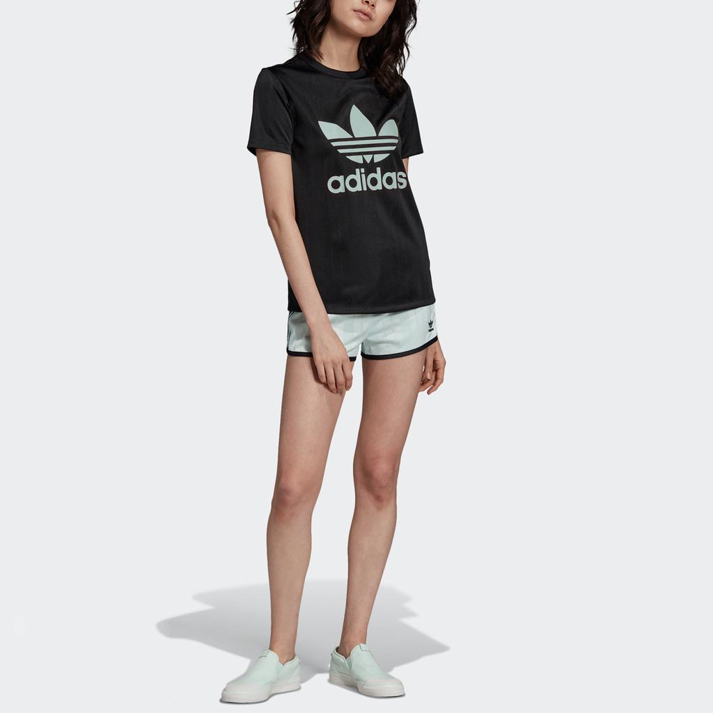 Adidas Originals Trefoil Tee Casual Sports Round Neck Letter Print Short Sleeve T-Shirt Women Tops Black DV0116