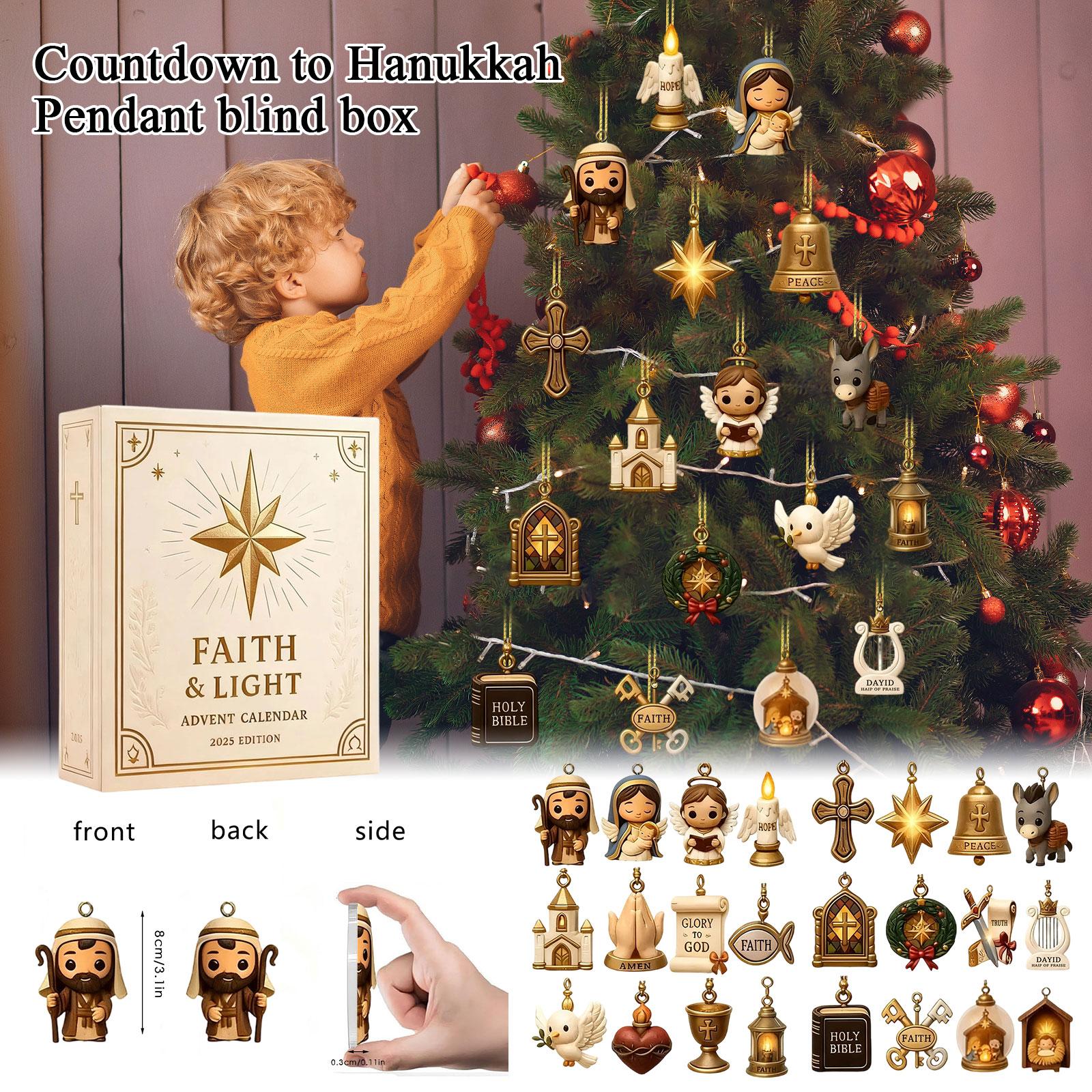 

2D Christmas Advent Calendar Hanukkah Countdown Blind Box Faith Light Themed Religious Element Design Holiday Festive Countdown One Size