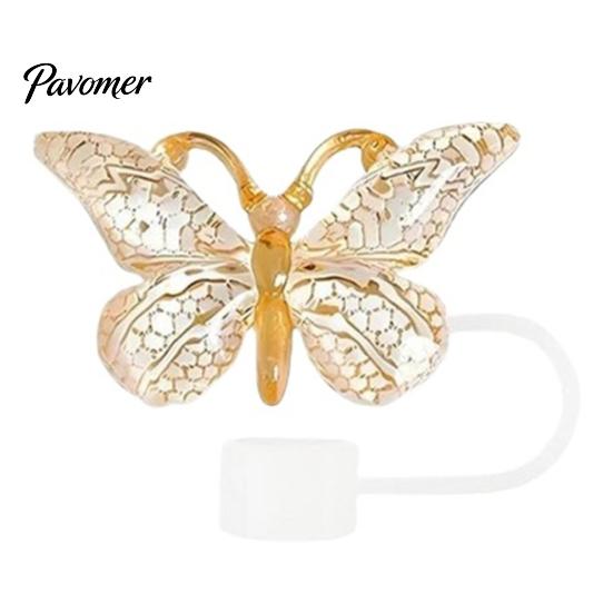 Cute Butterfly Straw Caps Silicone Toppers Covers for 10mm Straws, Dust-Proof Reusable Personalized Decorations Tumblers, Colorful Tips Accessories