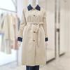 Women's Color Block Belted Single Trench Coat YW5MR405