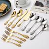 Retro Gold Embossed Stainless Steel Cutlery Set