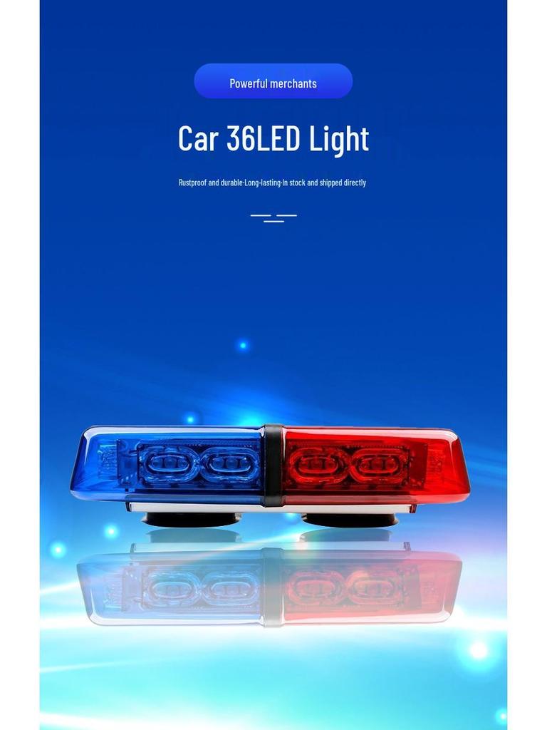 36-LED Emergency Strobe Ceiling Lamp for Engineering Vehicles - Red, Blue, Yellow Warning Light
