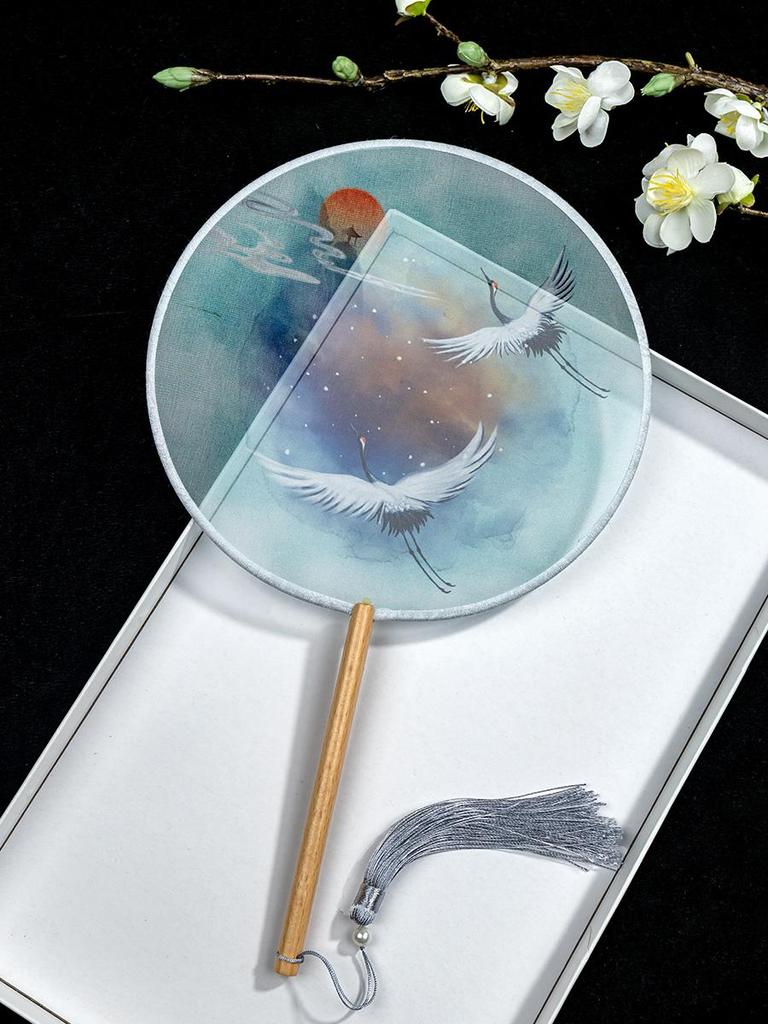 Translucent Ancient Style Round Dance Fan for Hanfu Costumes - Women's Classical Chinese Craft Fan