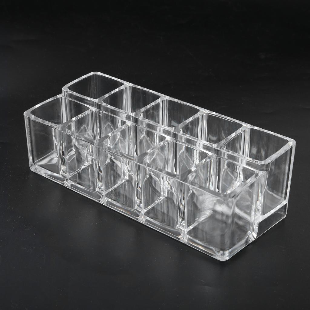 10 Grid Transparent Lipstick Holder Organizer Acrylic Cosmetics Display Rack Stand