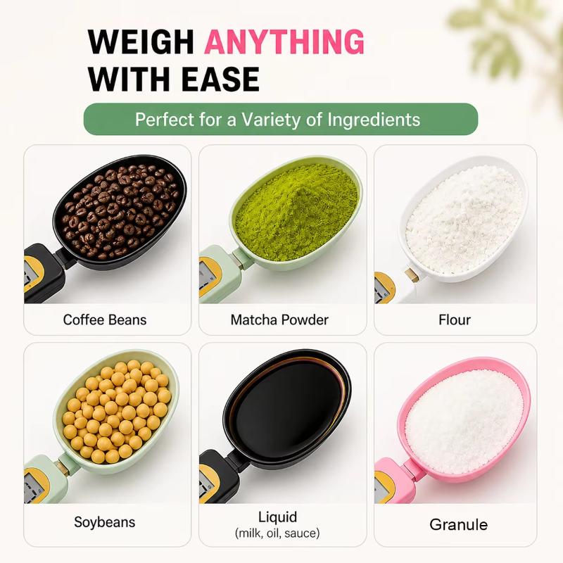Digital Measuring Spoon Scale 0.1g Accurate 500g Capacity LCD Screen Portable Kitchen Food Scale for Baking Milk Powder Weighing