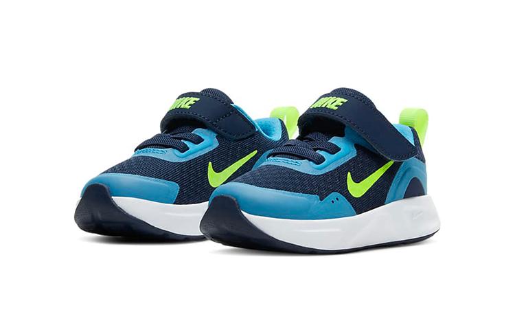 Nike Wearallday Slip Resistant Cushioning Abrasion Resistant Low top Toddler Shoes Blue Green Infant And Toddler CJ3818-400