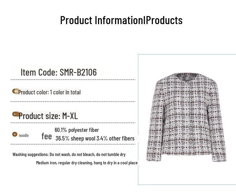 G·TENNA SMR-B2106 Women's Plaid Wool Blend Short Jacket