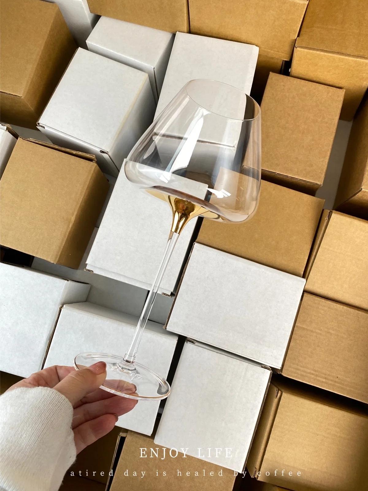 

770 мл Большая емкость Покрашенный золотой Бокал для красного вина Хрустальный бокал-кубок Пузатый Бокал для бордо Домашняя вечеринка Барная посуда