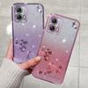 KADEM For Motorola Moto G73 5G TPU Case Sparkle Flower Gradient Phone Cover with Lanyard