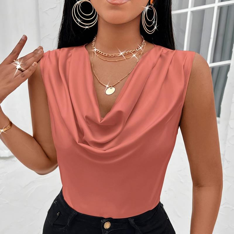 

Женские шелковые атласные майки, летние сексуальные майки-топы для женщин, топы-майки на бретельках, женские футболки с круглым вырезом 2XL розовый