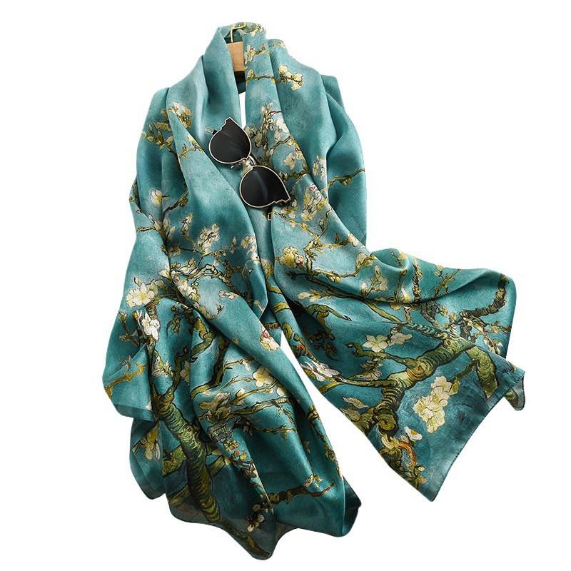 Van Gogh Oil Painting Silk Scarf Long Shawl 100% Satin Gift Mom