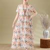 Elegant Woman Summer Dress Casual Loose Short Sleeve Long Dresses Plus Size Woman Clothing