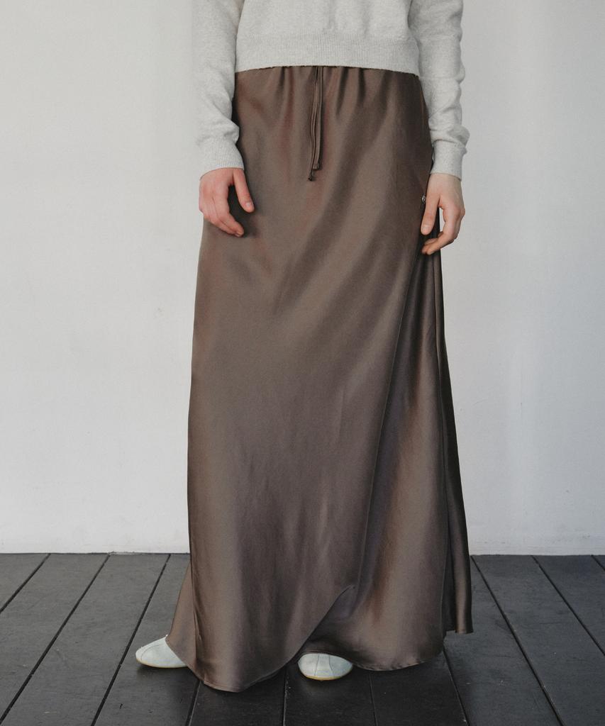 CITTA Relaxed Satin Maxi Skirt_Cts624(Brown)