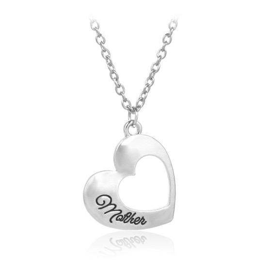 2Pcs Women Necklaces Plated Mother Daughter Heart Pendant Necklaces for Mothers Day