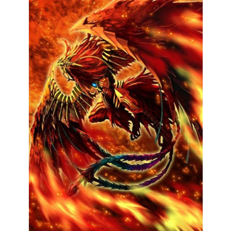 Pittura diamante 5D fai da te Fiamma Phoenix Diamante Ricamo Kit punto croce Completo strass Mosaico Decorazioni per la casa