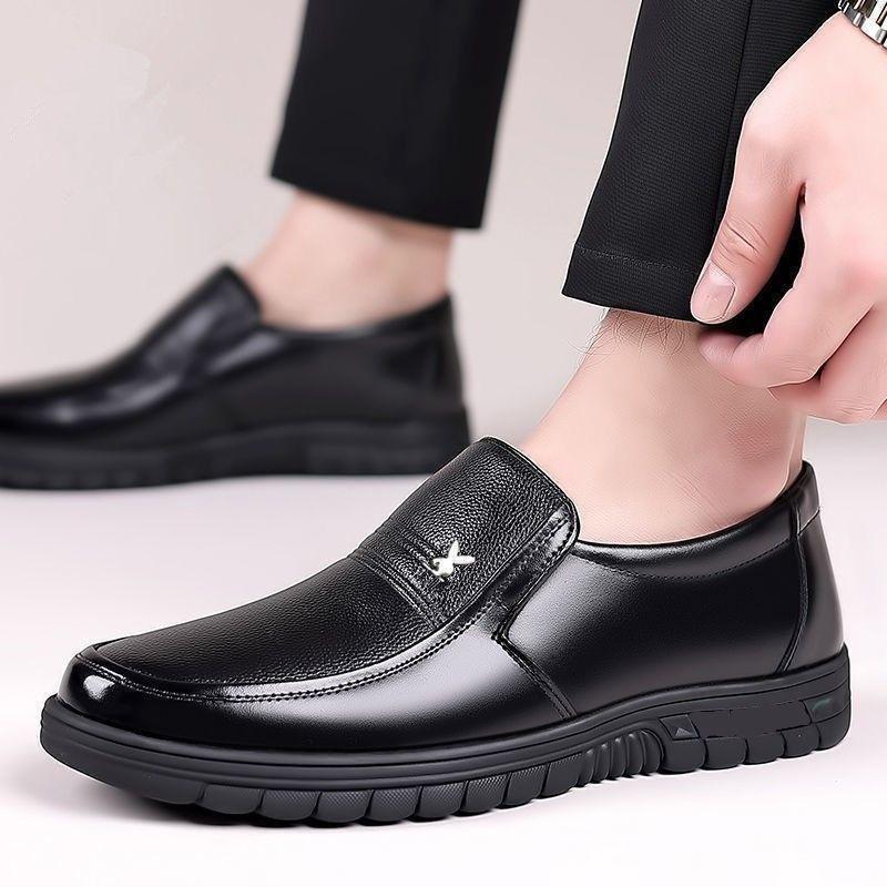 Leather cowhide men's shoes autumn and winter leather shoes fashion versatile business casual shoes men's soft-soled shoes