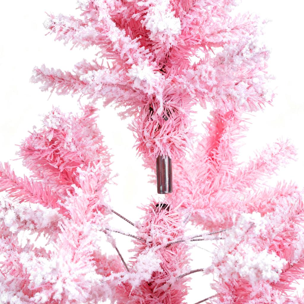 180cm Flocked Christmas Tree with Metal Stand Realistic Spruce Christmas Tree Multi-Purpose for Home Office Gathering Party