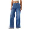 Large Size Denim Wide Leg Pants For Women High Waist Slimming Multi-Pocket Straight Loose Cat Whisker Monkey Casual Pants