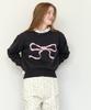 RONRON Heart Ribbon Jacquard Knit Charcoal